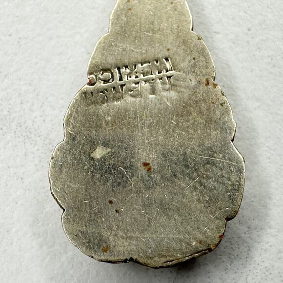 Vintage Alpaca Mexico Silver Tone Abalone Shell Inlay Upcycled Pendant - Picture 8 of 9